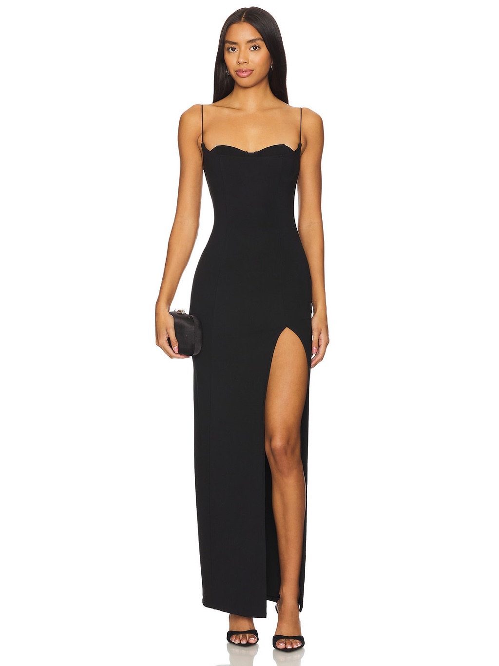 Camila Coelho Black Spaghetti-Strap Maxi Dress